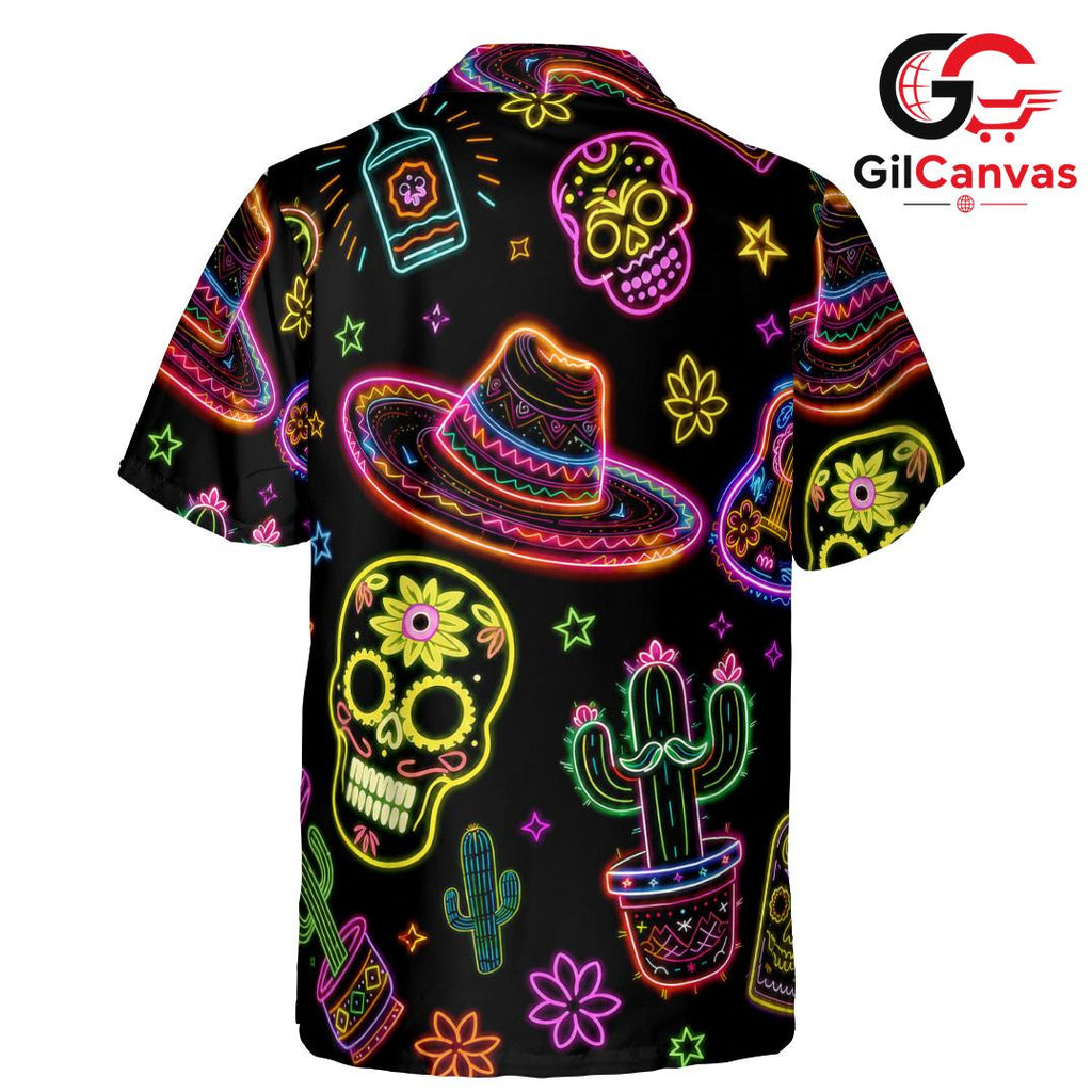 Neon Sugar Skull Vibrant Tee, Unique Unisex Day Of The Dead Fiesta Summer Print