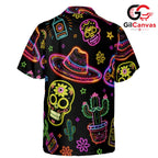 Neon Sugar Skull Vibrant Tee, Unique Unisex Day Of The Dead Fiesta Summer Print