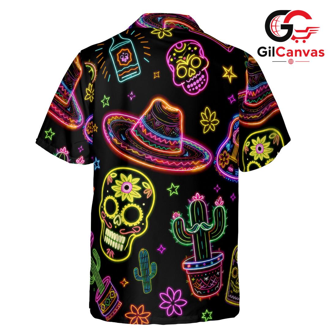 Neon Sugar Skull Vibrant Tee, Unique Unisex Day Of The Dead Fiesta Summer Print