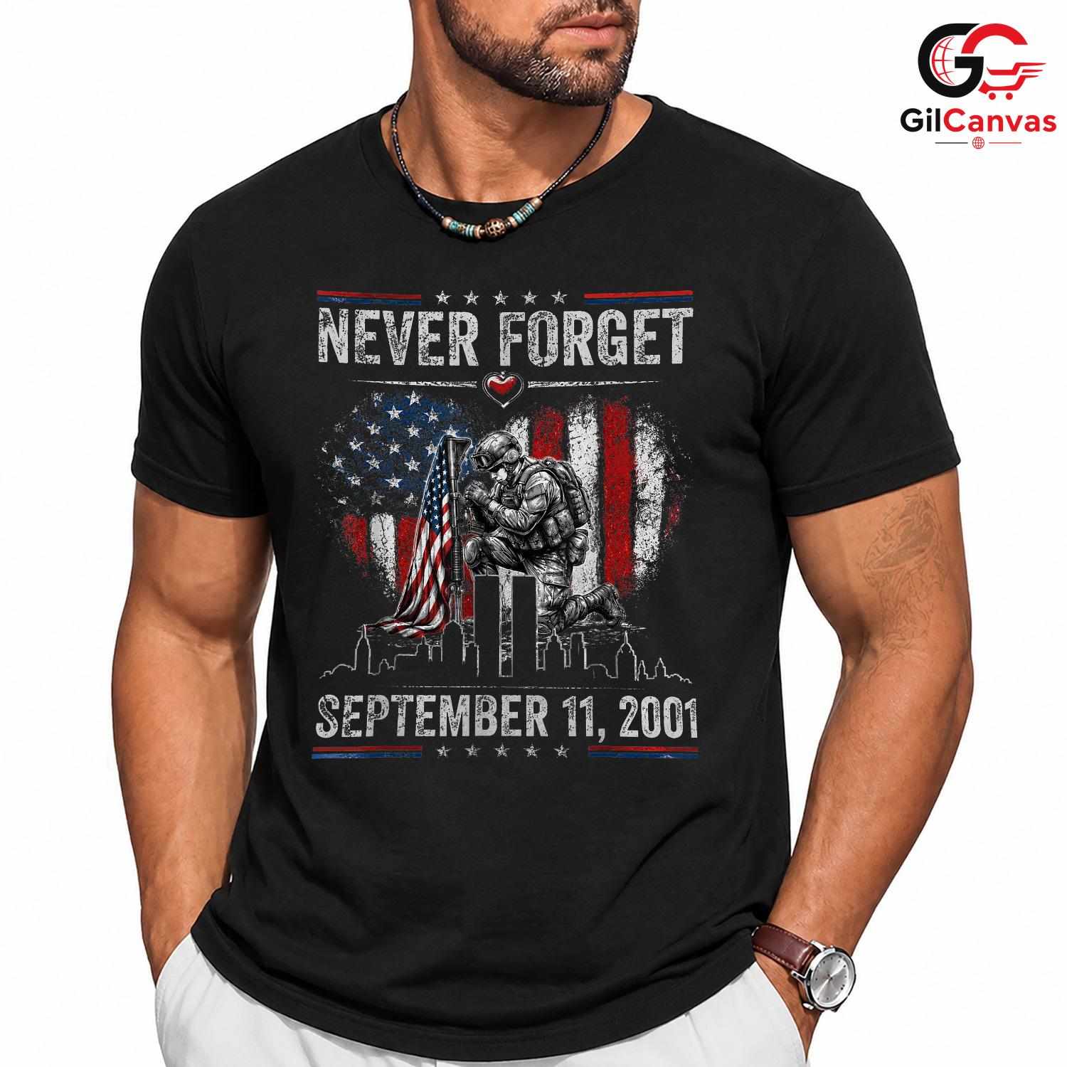 Never Forget Memorial Tee Shirt Unisex Patriotic Adult Gift For Remembrance Day