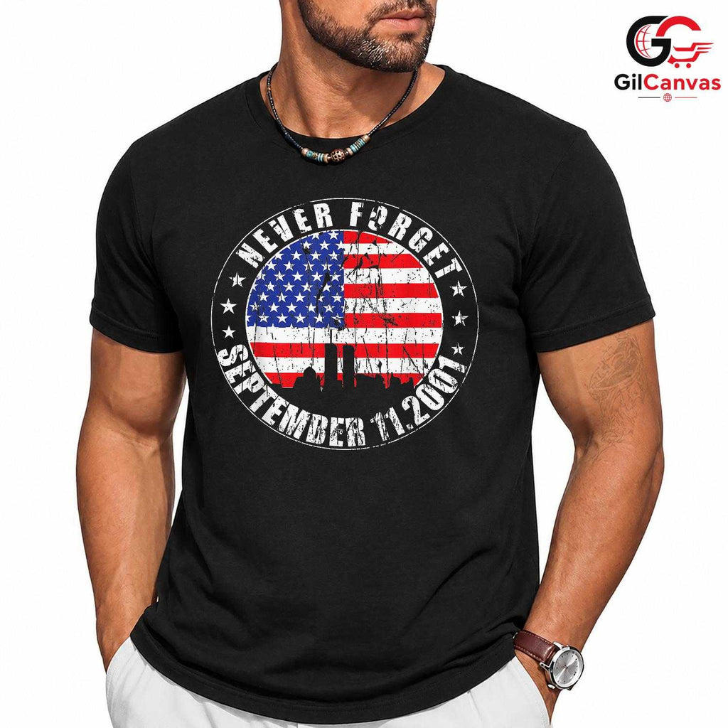 Never Forget Patriot Day Shirt Unisex USA Flag Remembrance Memorial Gift