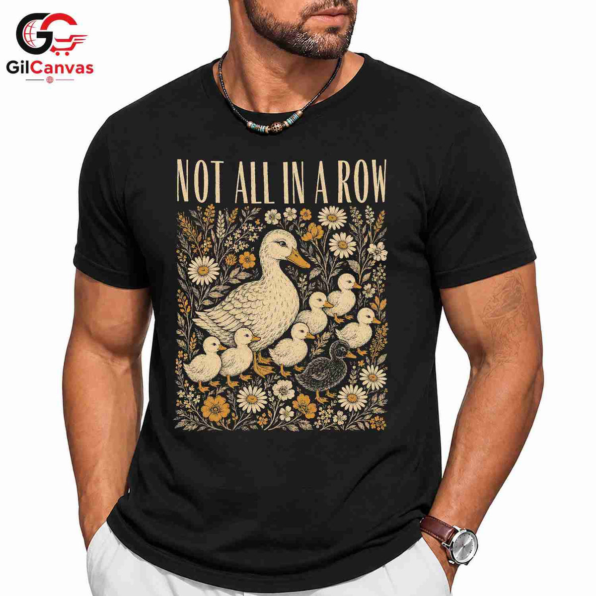 Not In A Row Duck T-Shirt Celebrating Nature Seasonal Gift For Men Women Tee