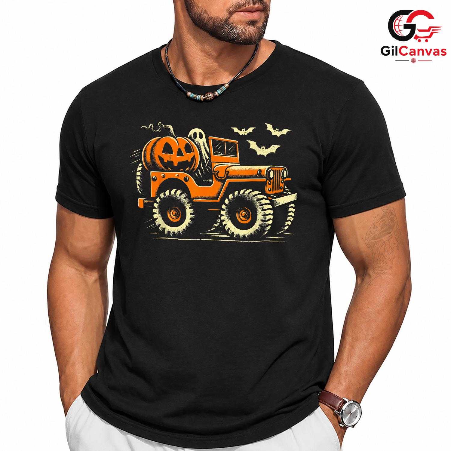 Off Road 4x4 Pumpkin Ghost T-Shirt Unisex Funny Spooky Bat Costume For Kids