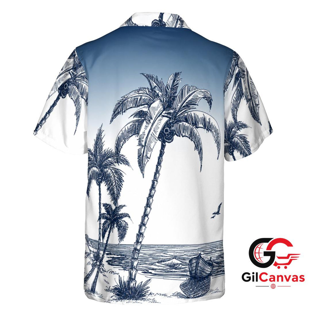 Palm Tree Beach Hawaiian Shirt Perfect For Men Tropical Style Summer Attire