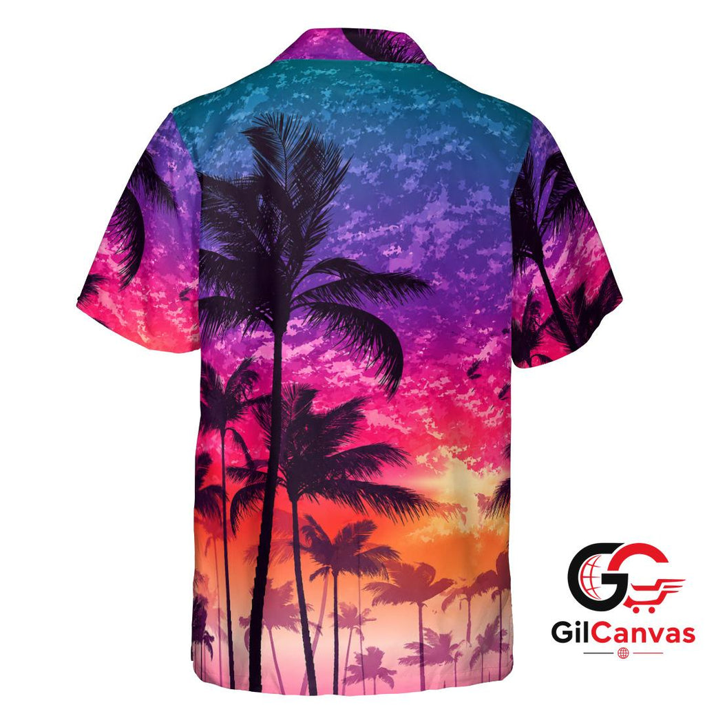 Palm Tree Sunset Hawaiian Shirt Vacation Summer Unisex Beachwear Apparel