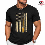 Patriotic Beer Drinking Flag T-Shirt Independence Day Unisex Graphic Apparel Tee