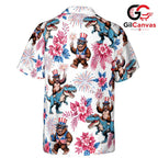 Patriotic Gorilla Dinosaur Tee, Unisex 4th Of July Summer Beach Party Wear