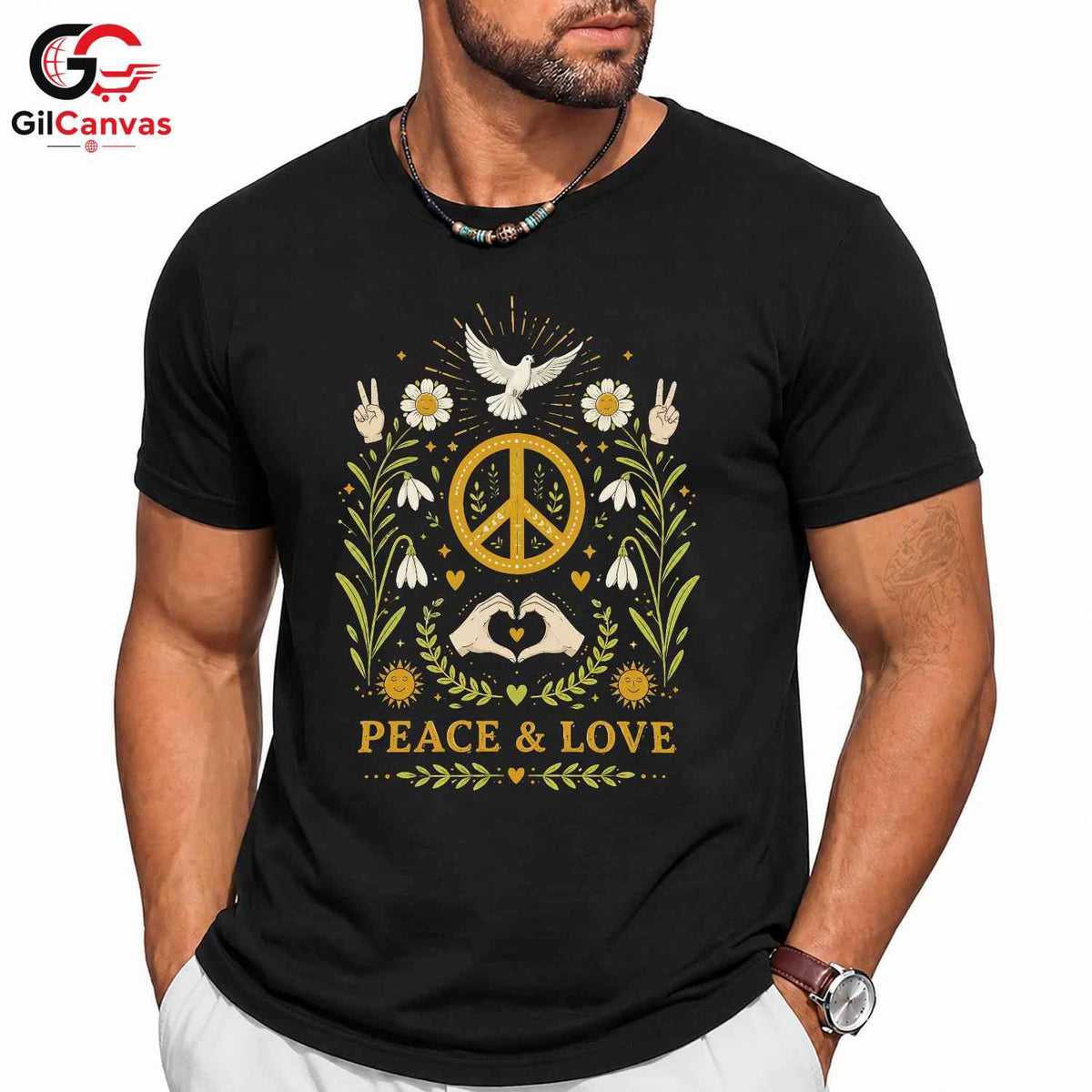 Peace Love Floral Dove T-Shirt Unisex Event Graphic Apparel Inspiring Nature Shirt