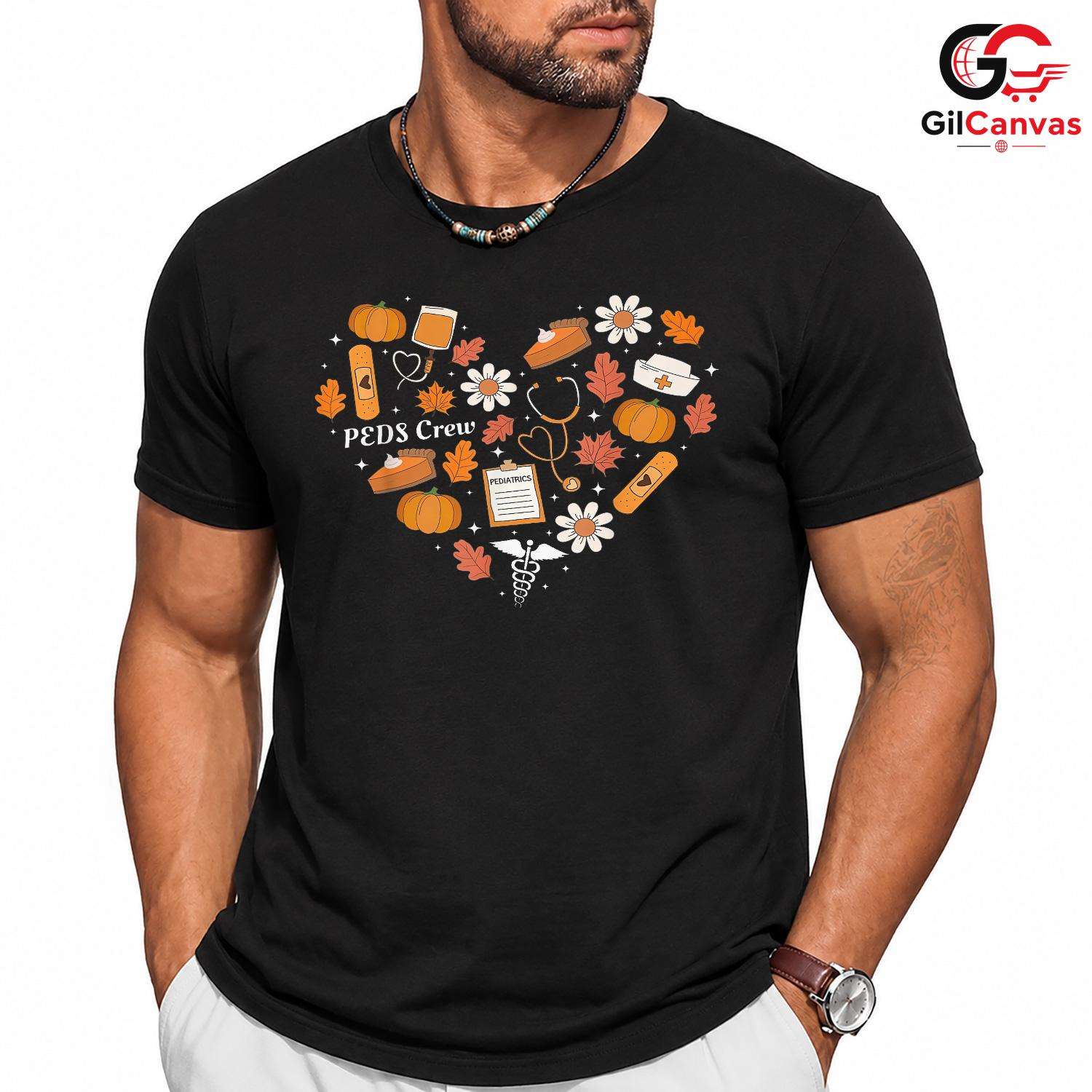 Peds Crew Fall Pumpkin T-Shirt Unisex Autumn Pediatric Event Perfect Gift Idea
