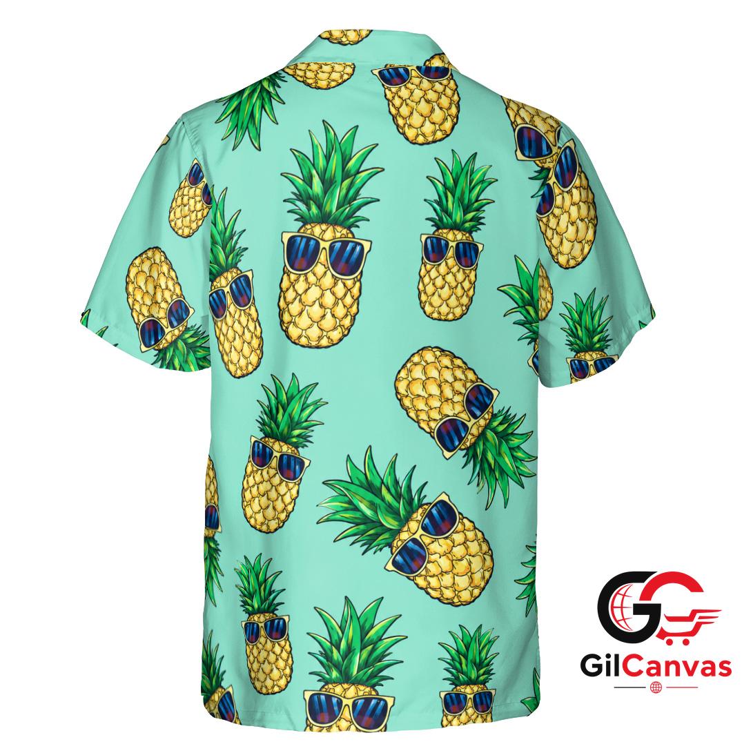 Pineapple Print Hawaiian Shirt For Summer Fun Unisex Vacation Beach Style