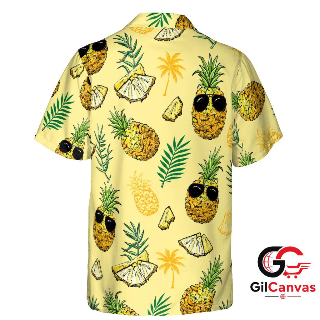 Pineapple Print Hawaiian Shirt For Summer Vacations Men Casual Tropical Vibe