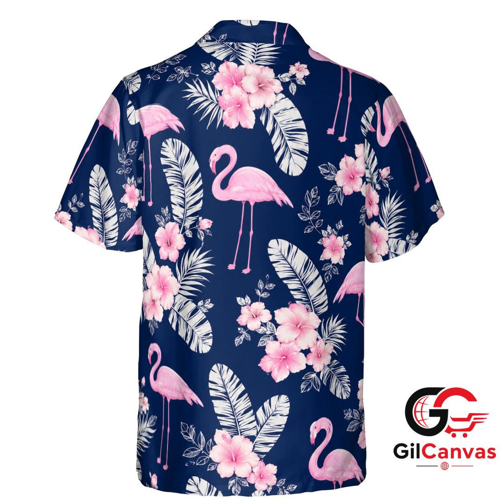 Pink Flamingo Hawaiian Shirt For Unisex Summer Vacation Floral Pattern Vibe