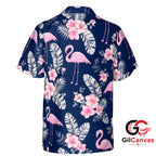 Pink Flamingo Hawaiian Shirt For Unisex Summer Vacation Floral Pattern Vibe