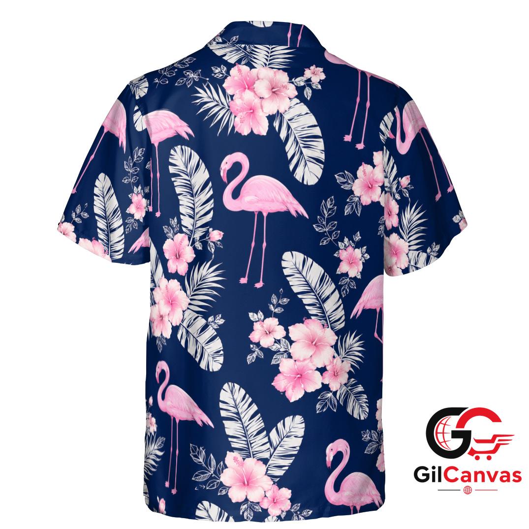 Pink Flamingo Hawaiian Shirt For Unisex Summer Vacation Floral Pattern Vibe