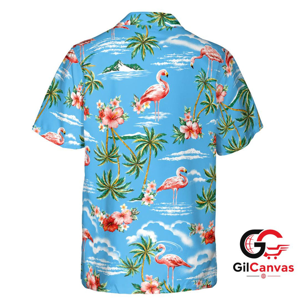 Pink Flamingo Hawaiian Shirt Unisex Tropical Getaway Summer Beachwear Vibes