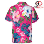 Pink Hibiscus Floral Beach Shirt, Mens Aloha Summer Vacation Tropical Wear