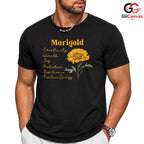 Positive Marigold Tee Shirt Unisex Creative Energy Gift Idea For All Ages