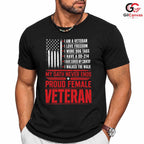 Proud Female Veteran T-Shirt Distressed US Flag Unisex Military Service Apparel