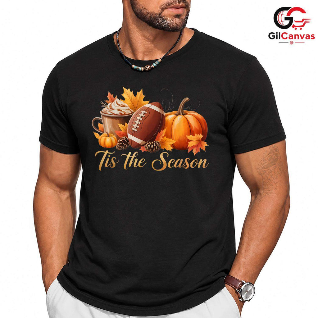 Pumpkin Football Fall T-Shirt Unisex Thanksgiving Sports Holiday Gift All Ages