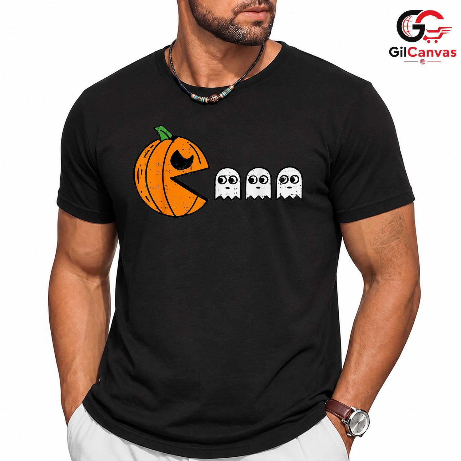 Pumpkin Ghosts Fall Tee Shirt Unisex Spooky Halloween Celebration Gift For Kids