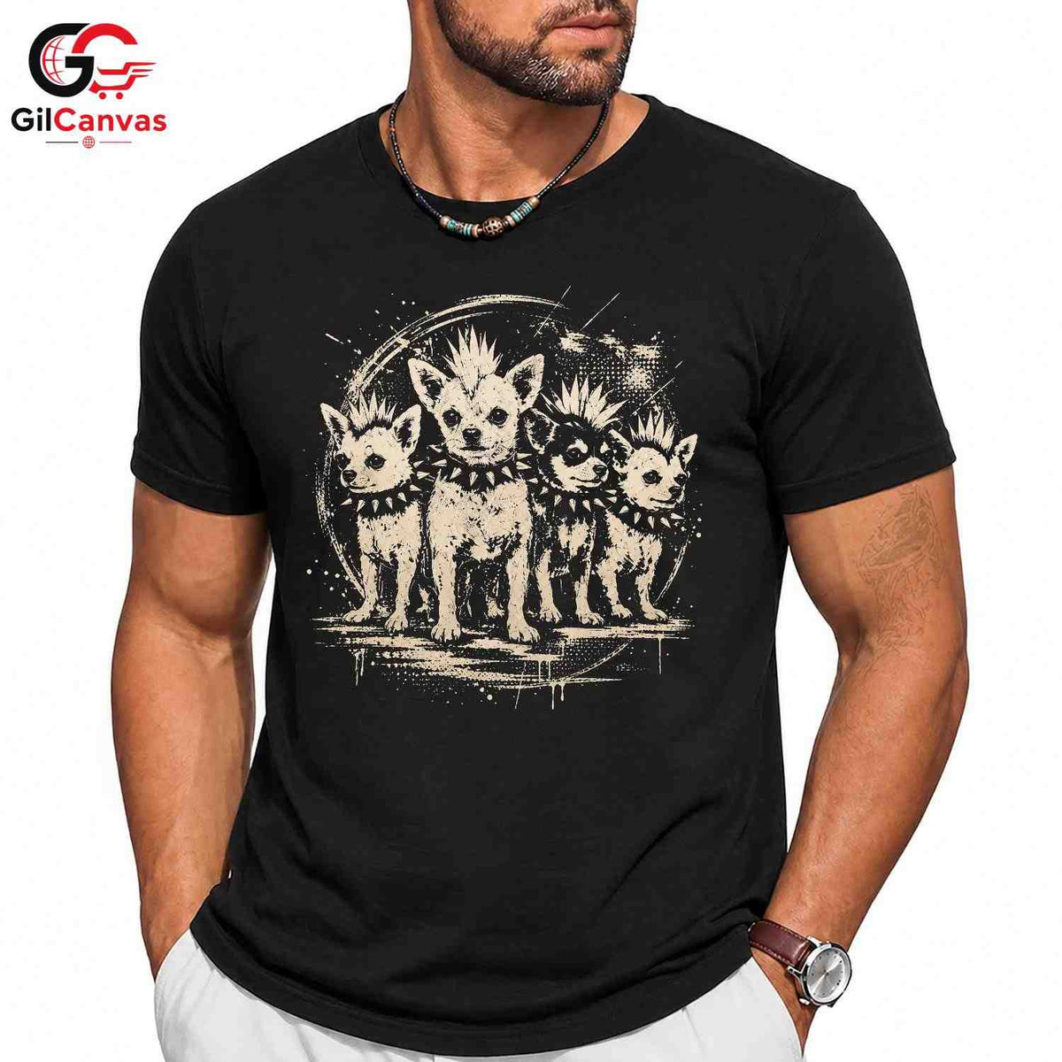 Punk Chihuahua Graphic T-Shirt Cute Animal Pet Lover Unisex Birthday Gift