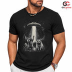 Raccoon Alien Abduction Shirt Spooky Space Forest Unisex Halloween Graphic Tee