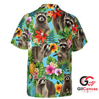 Raccoon Floral Hawaiian Shirt For Summer Parties Women Fun Tropical Vibe