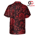 Red Floral Beach Hawaiian Tee, Bright Casual Unisex Style Summer Colors