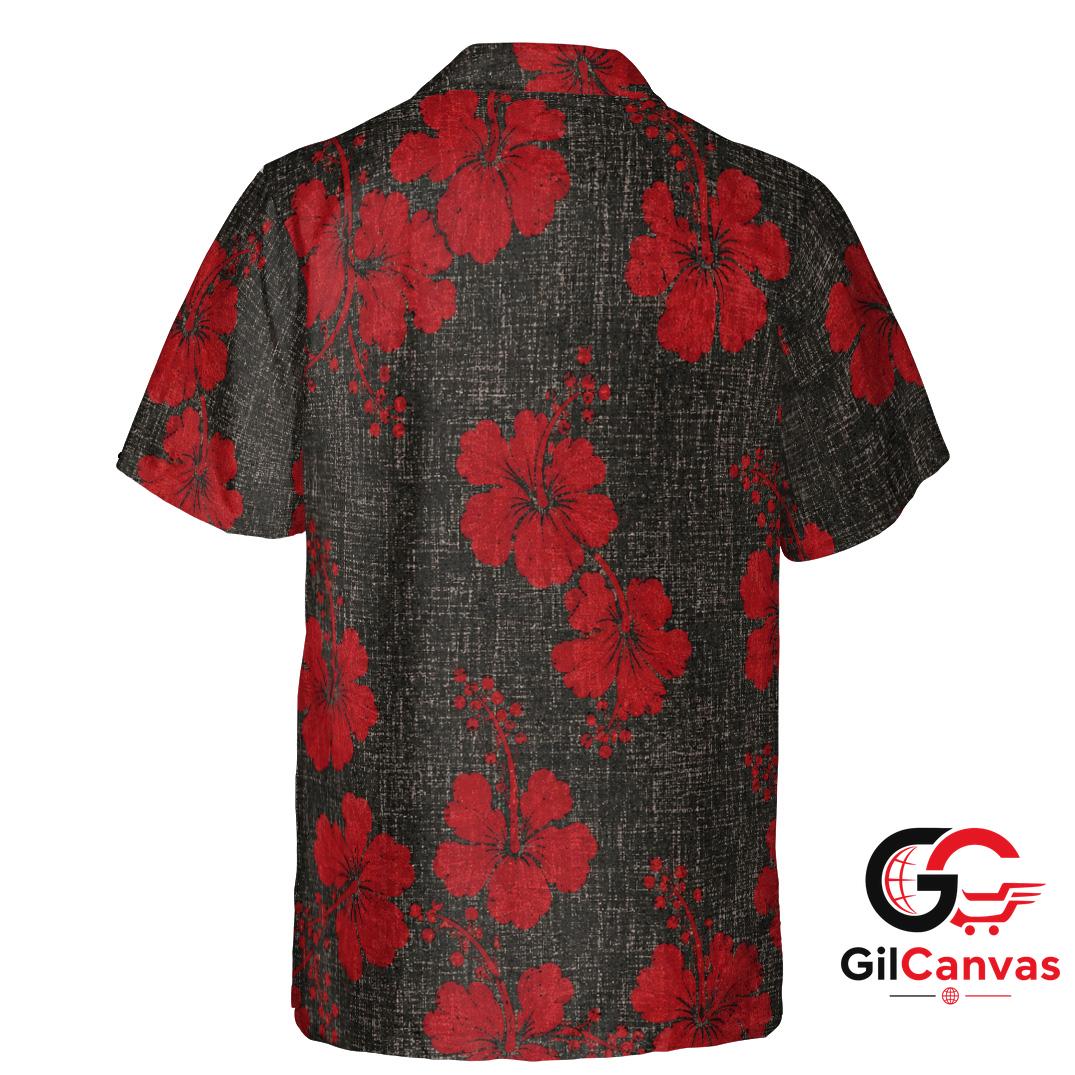 Red Hibiscus Tee Hawaiian Shirt For Beach Vacation Unisex Tropical Wear