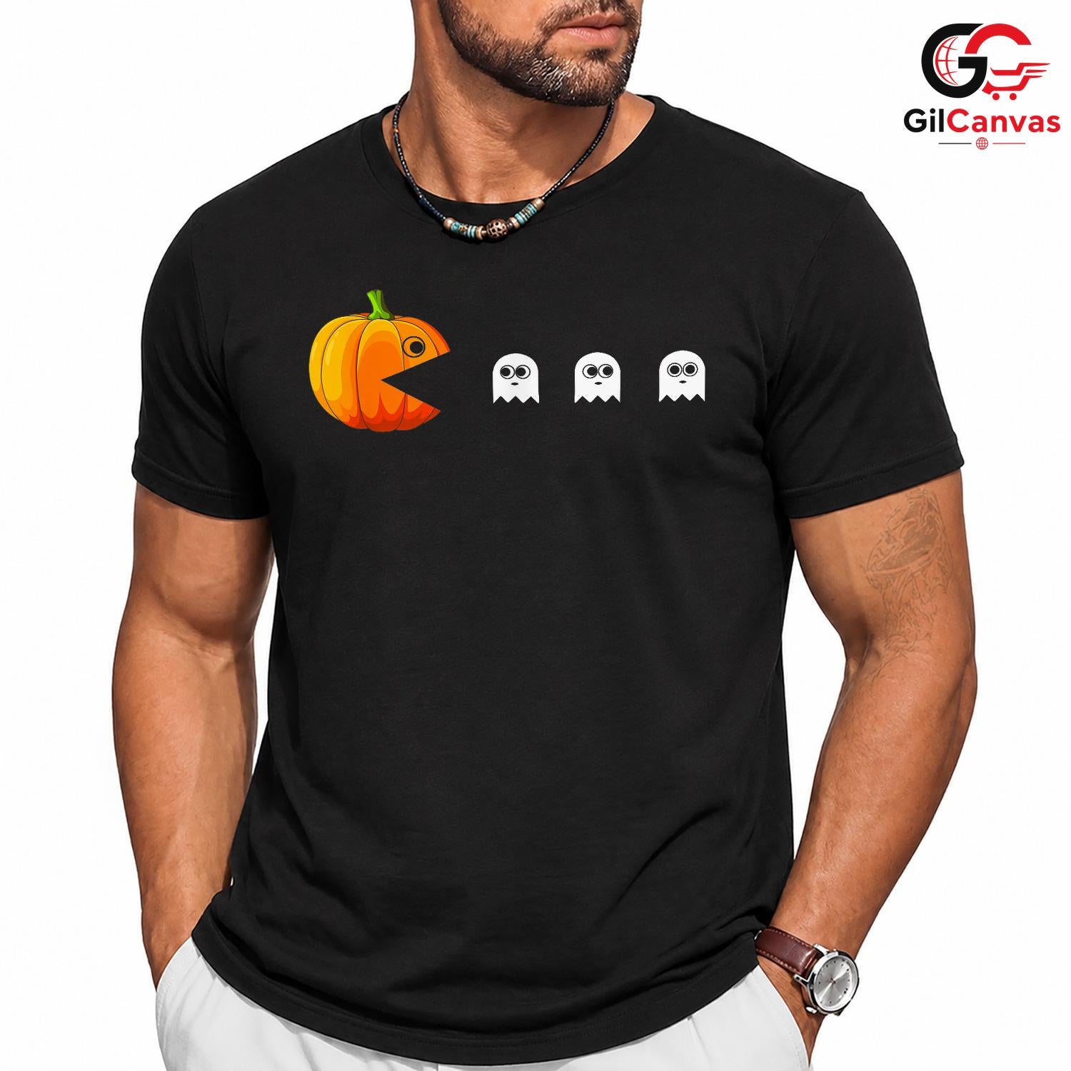 Retro Arcade Maze Ghost Tee Shirt Unisex Funny Spooky Gamer Party Costume