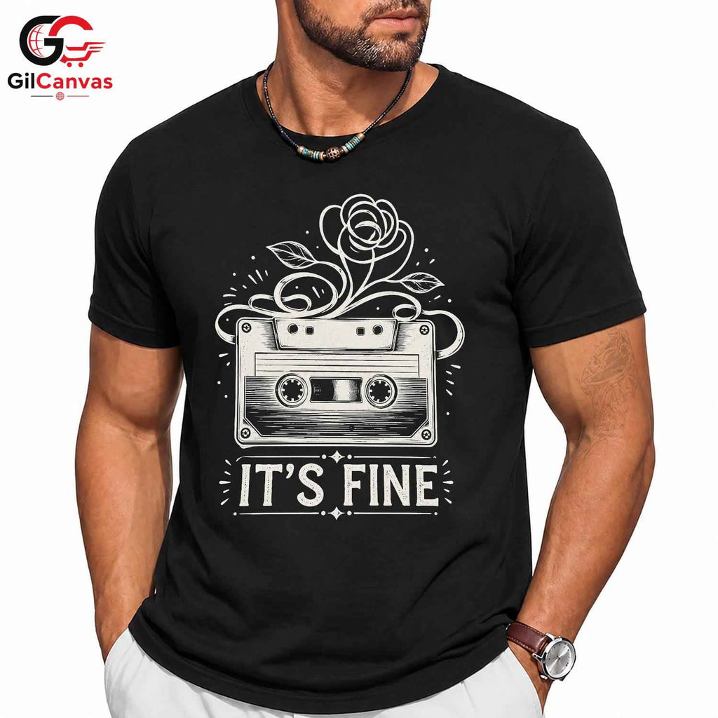 Retro Cassette Music T-Shirt Men Women Casual Vintage Design Fun Gift Apparel