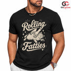 Rolling Fatties Funny Cat T-Shirt Feline Humor Pet Lover Unisex Graphic Tee