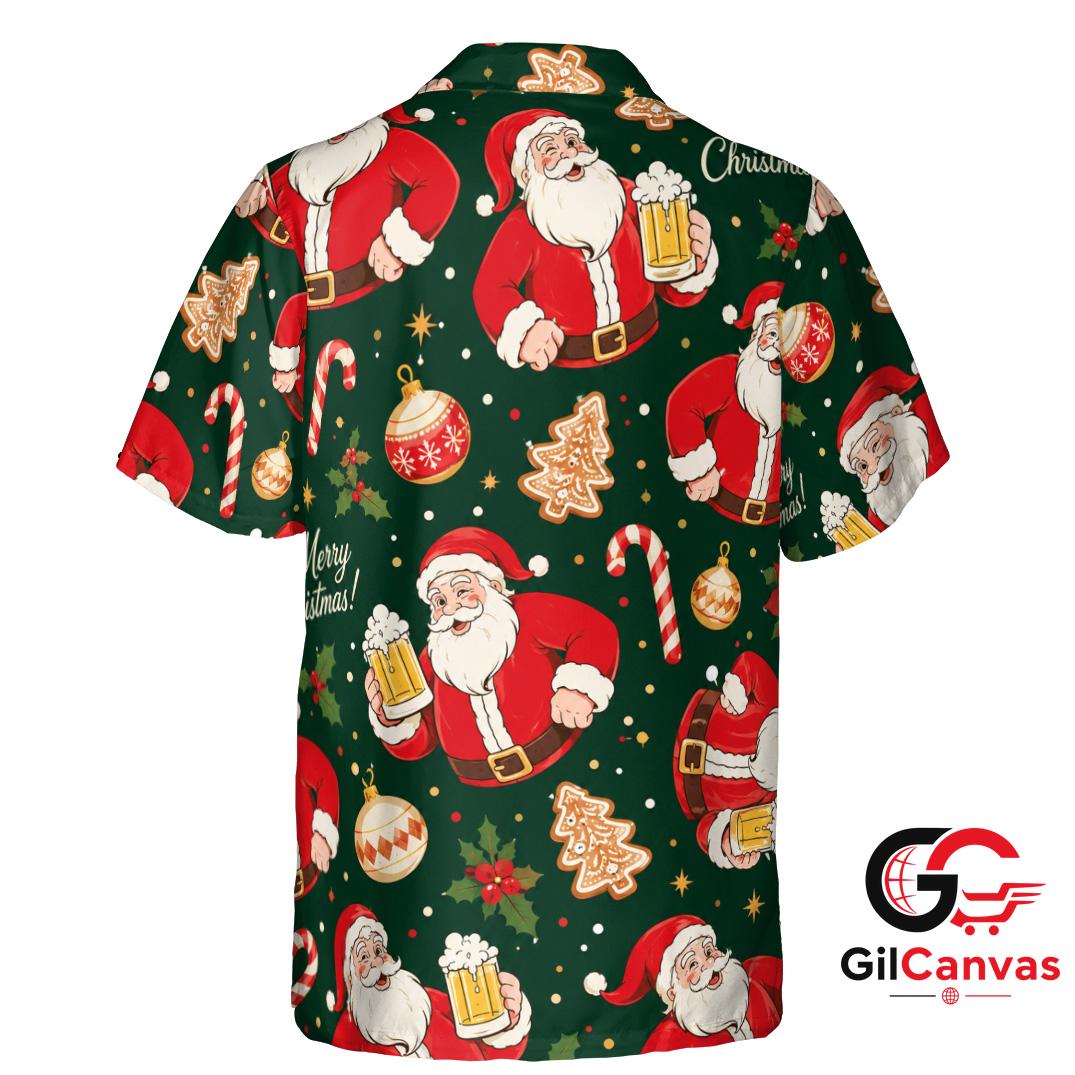 Santa Claus Tee Hawaiian Shirt Christmas Party Ideal Men Fun Holiday Wear