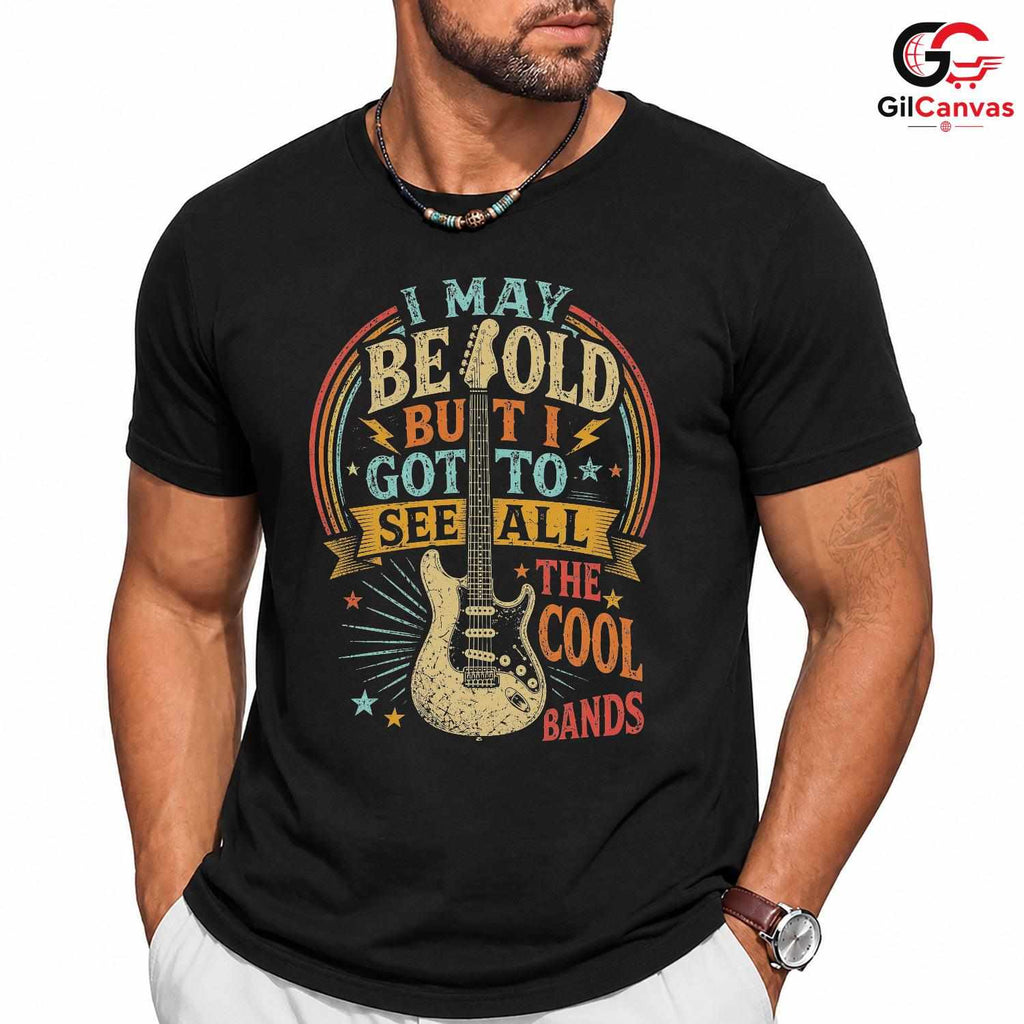 Saw Cool Bands Guitar T-Shirt Funny Retro Rocker Unisex Birthday Gift Apparel