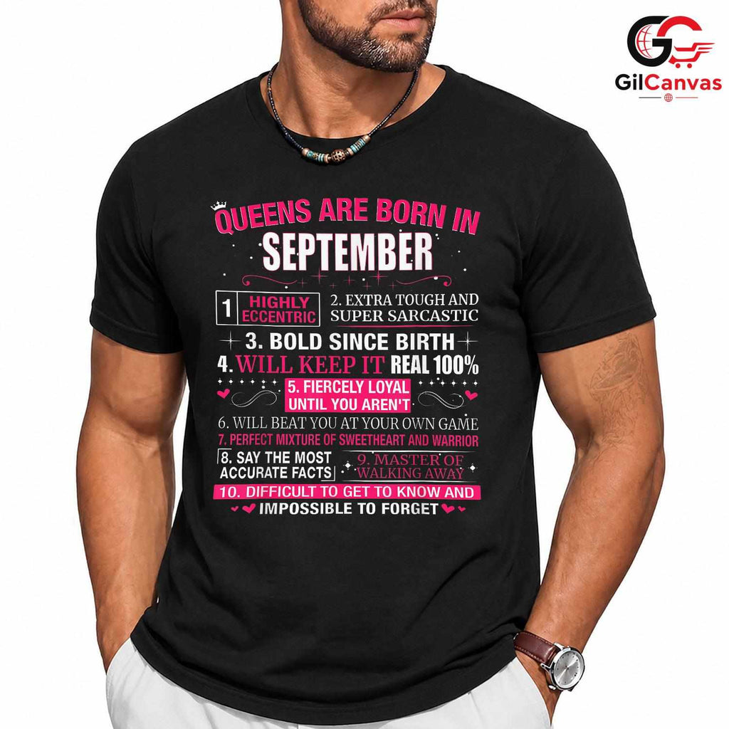 September Birthday Queen Shirt Unisex Fun Sarcastic Celebration Gift For Women