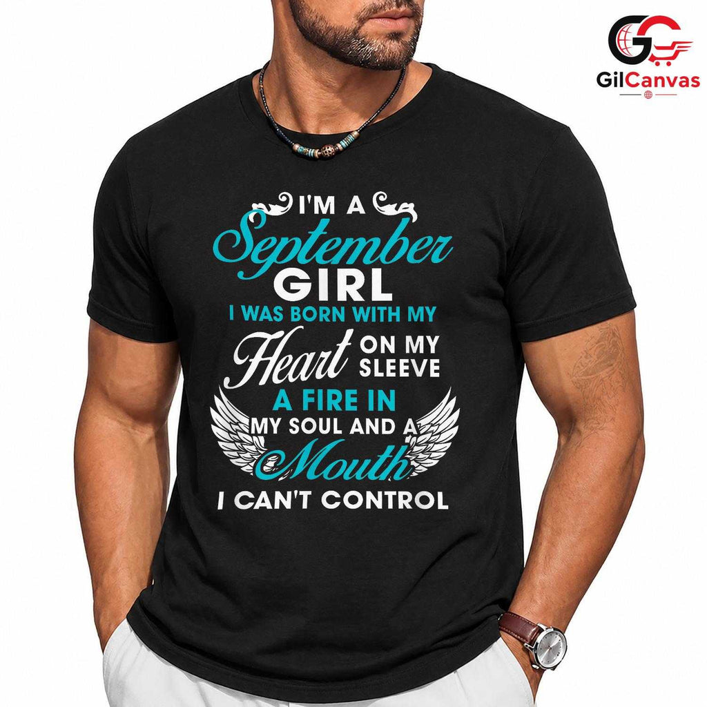 September Girl Heart Tee Shirt Unisex Fun Birthday Celebration Gift For Women