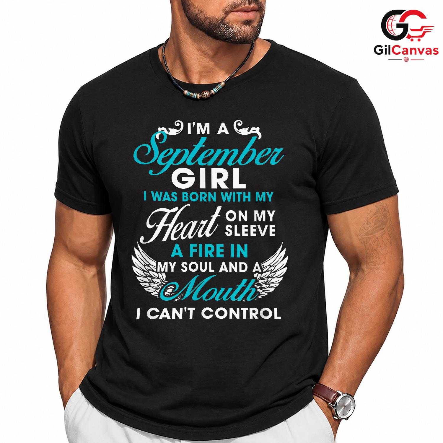 September Girl Heart Tee Shirt Unisex Fun Birthday Celebration Gift For Women