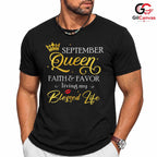 September Queen Blessed T-Shirt Unisex Fun Birthday Celebration Gift For Women