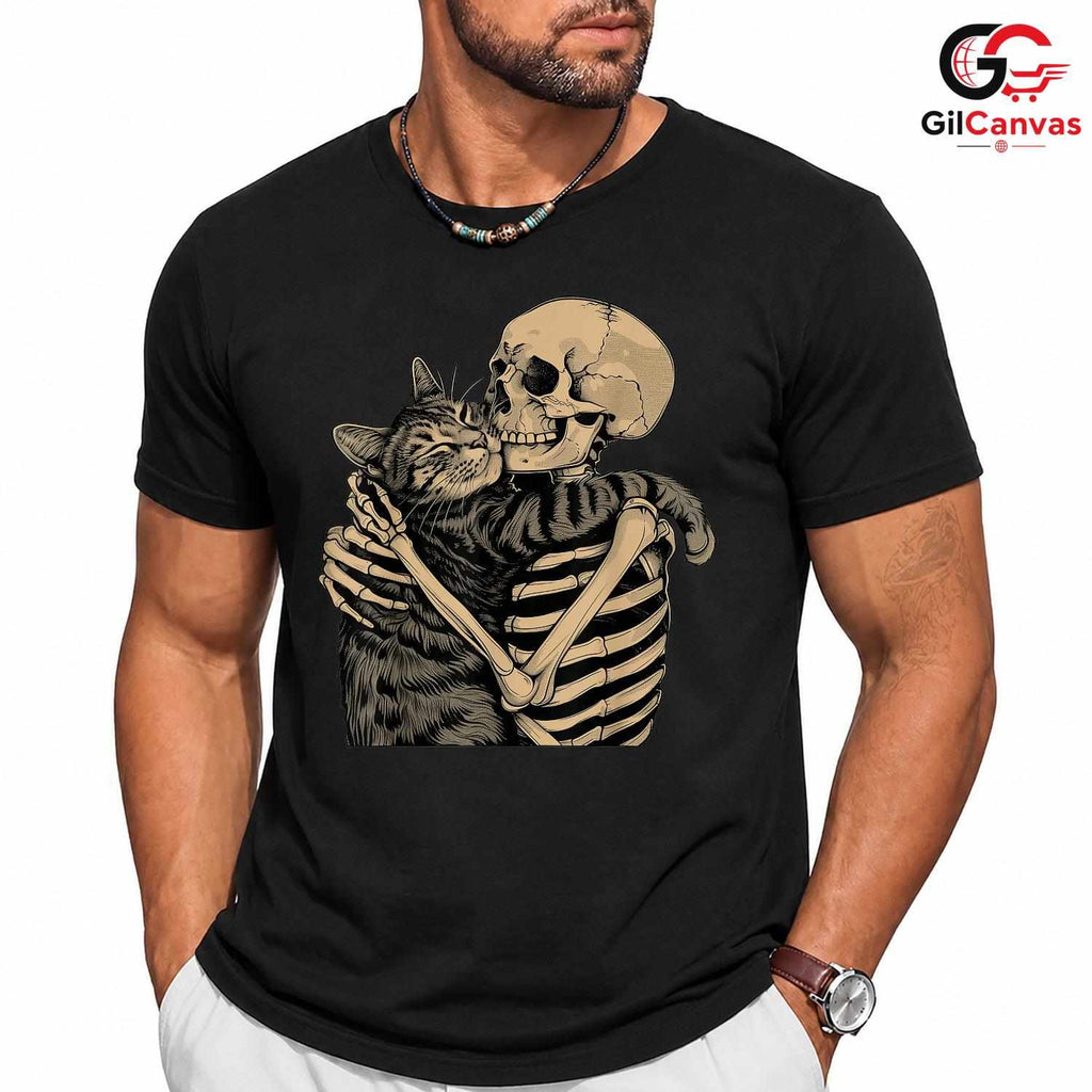 Skeleton Cat Lover Halloween T-Shirt Unisex Funny Spooky Gift For Pet Owners