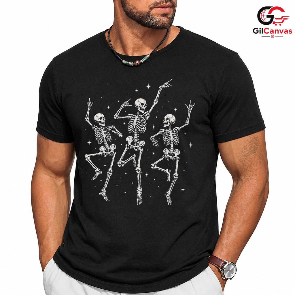 Skeleton Dance T-Shirt Halloween Party Wear Fun Casual Gift For Men Women Tee