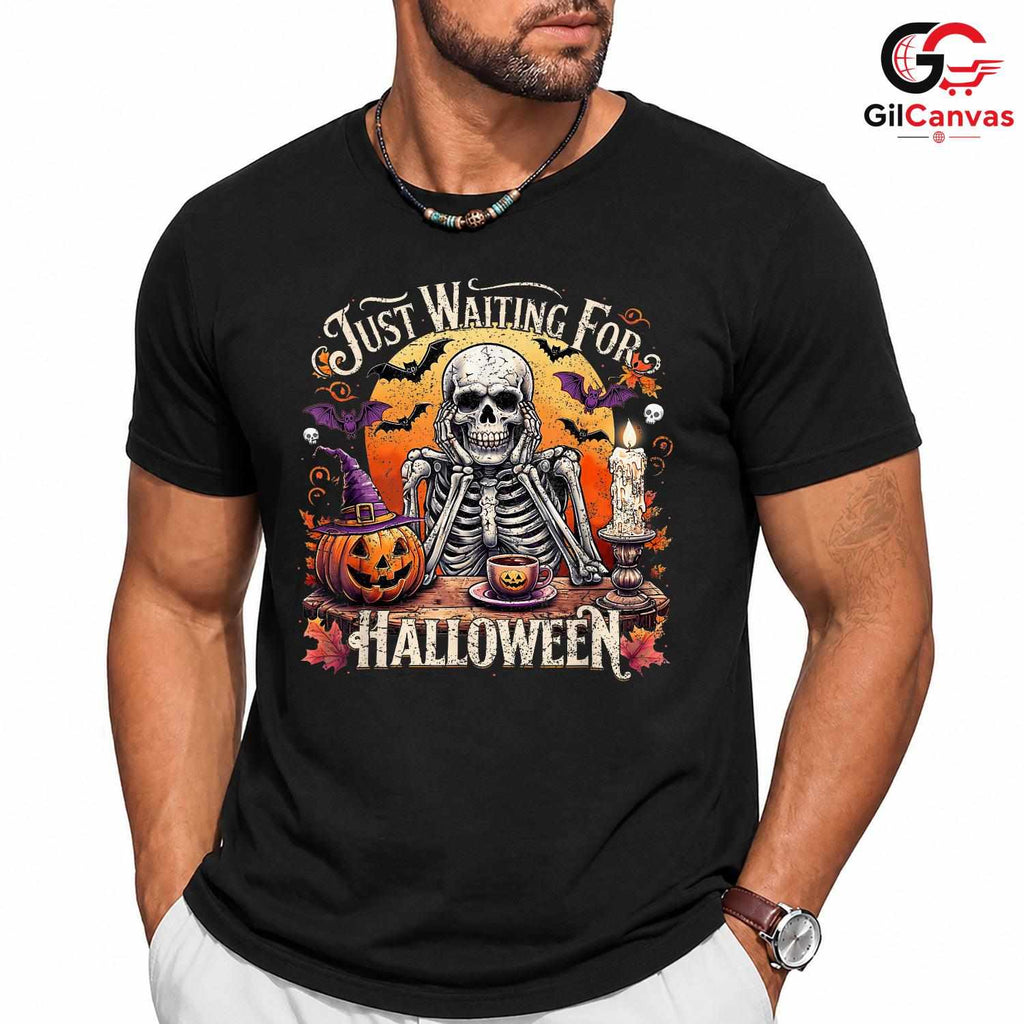 Skeleton Pumpkin Spooky T-Shirt Unisex Perfect Halloween Season Gift Adults