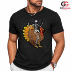 Skeleton Riding Turkey T-Shirt Unisex Funny Thanksgiving Holiday Gift Adult