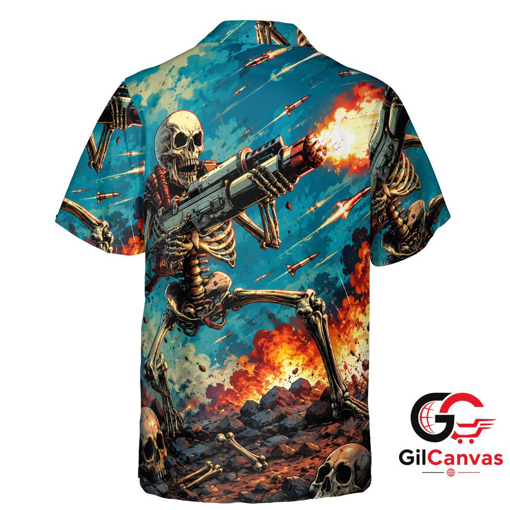 Skeleton Skull Hawaiian Shirt For Halloween Parties Unisex Casual Wear Vibe