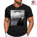 Slasher Movie Mask Alien Tee Shirt Unisex Funny Spooky Horror Abduction Gift