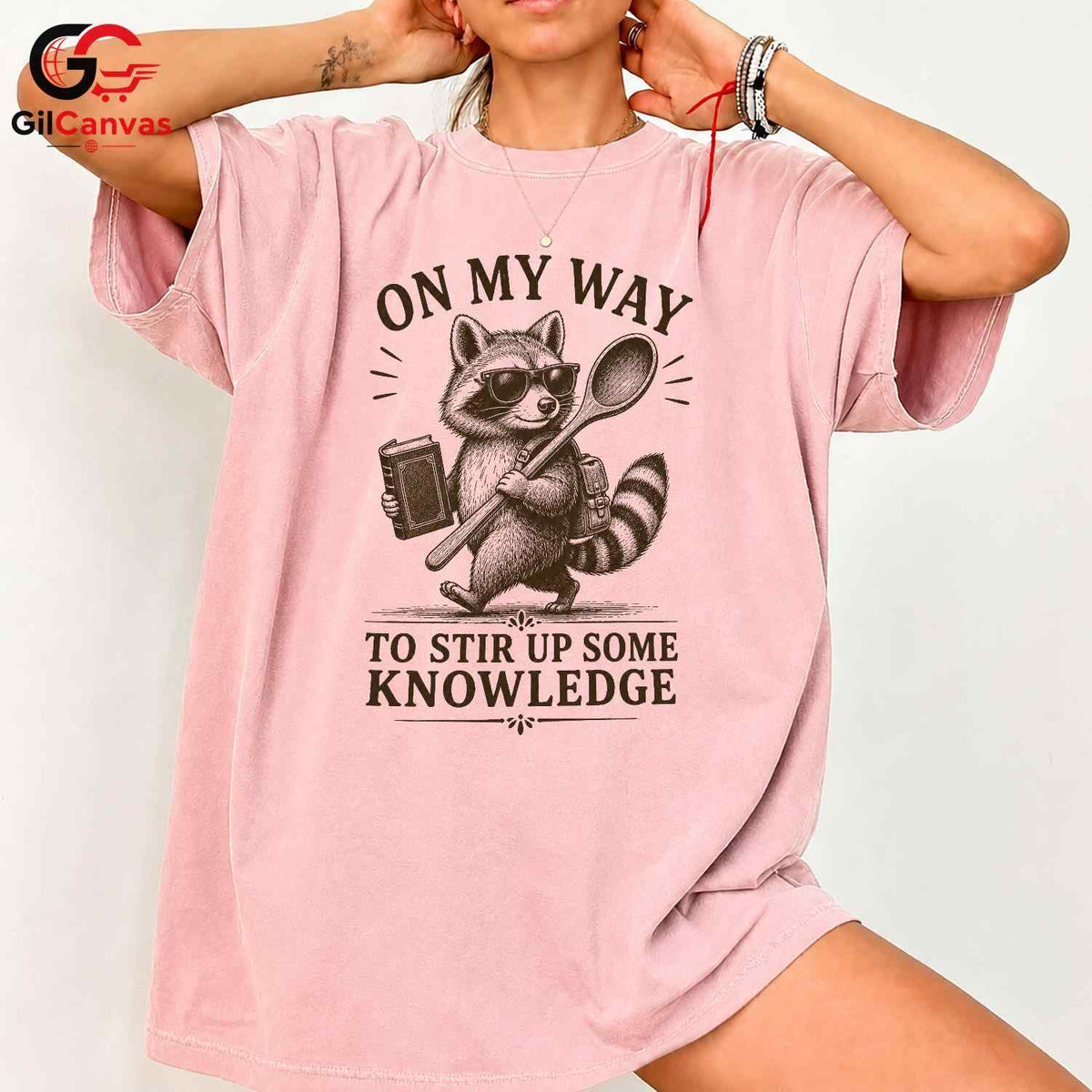 Smart Raccoon Graphic T-Shirt Learning Adventure Fun Custom Art Unisex Tee