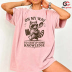 Smart Raccoon Graphic T-Shirt Learning Adventure Fun Custom Art Unisex Tee