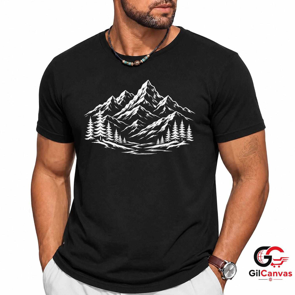 Snowy Peak Mountain T-Shirt Wilderness Exploration Unisex Hiking Graphic Tee