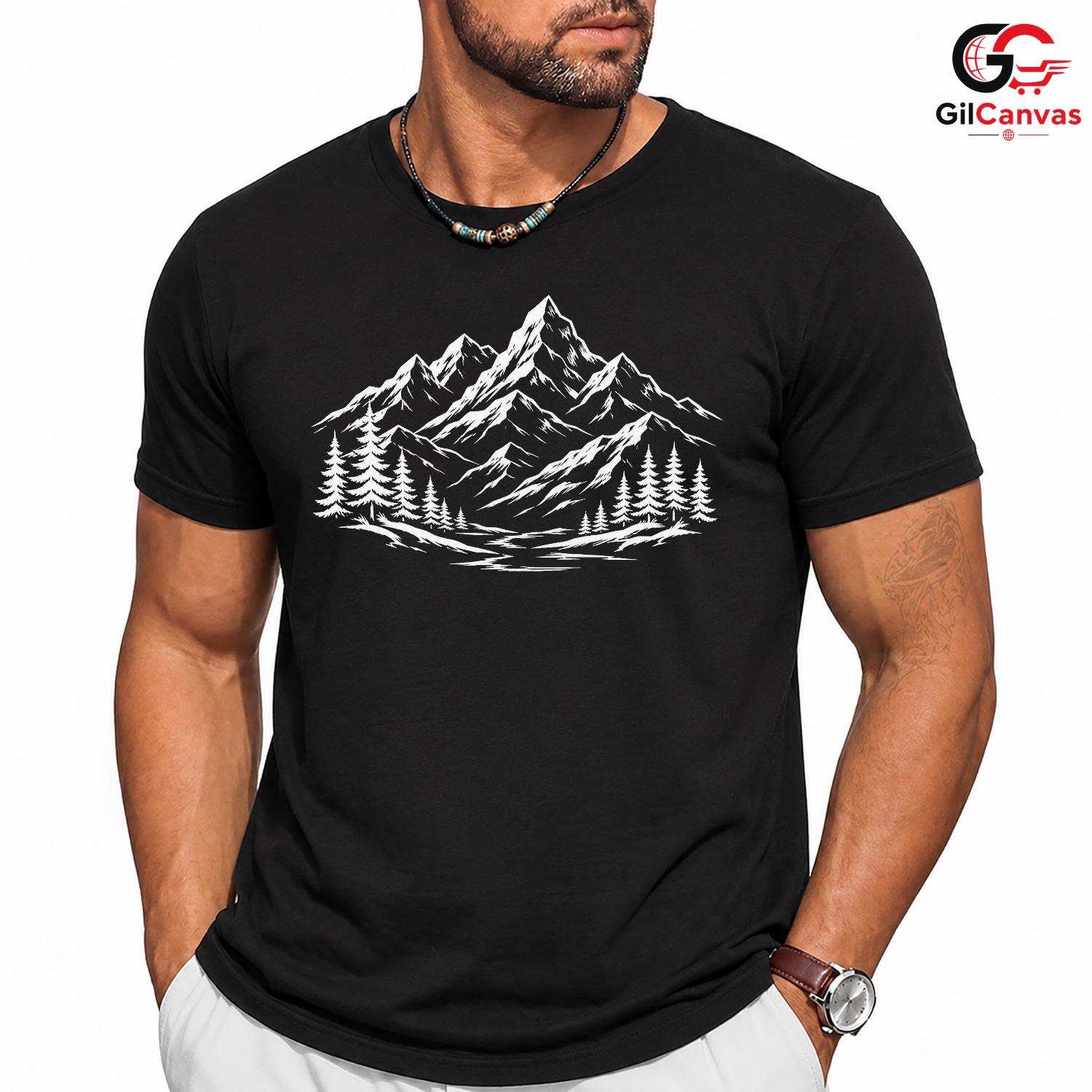 Snowy Peak Mountain T-Shirt Wilderness Exploration Unisex Hiking Graphic Tee