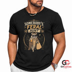Somebodys Feral Aunt Raccoon T-Shirt Sassy Leopard Print Unisex Graphic Apparel