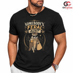 Somebodys Feral Aunt Raccoon T-Shirt Sassy Leopard Print Unisex Graphic Apparel